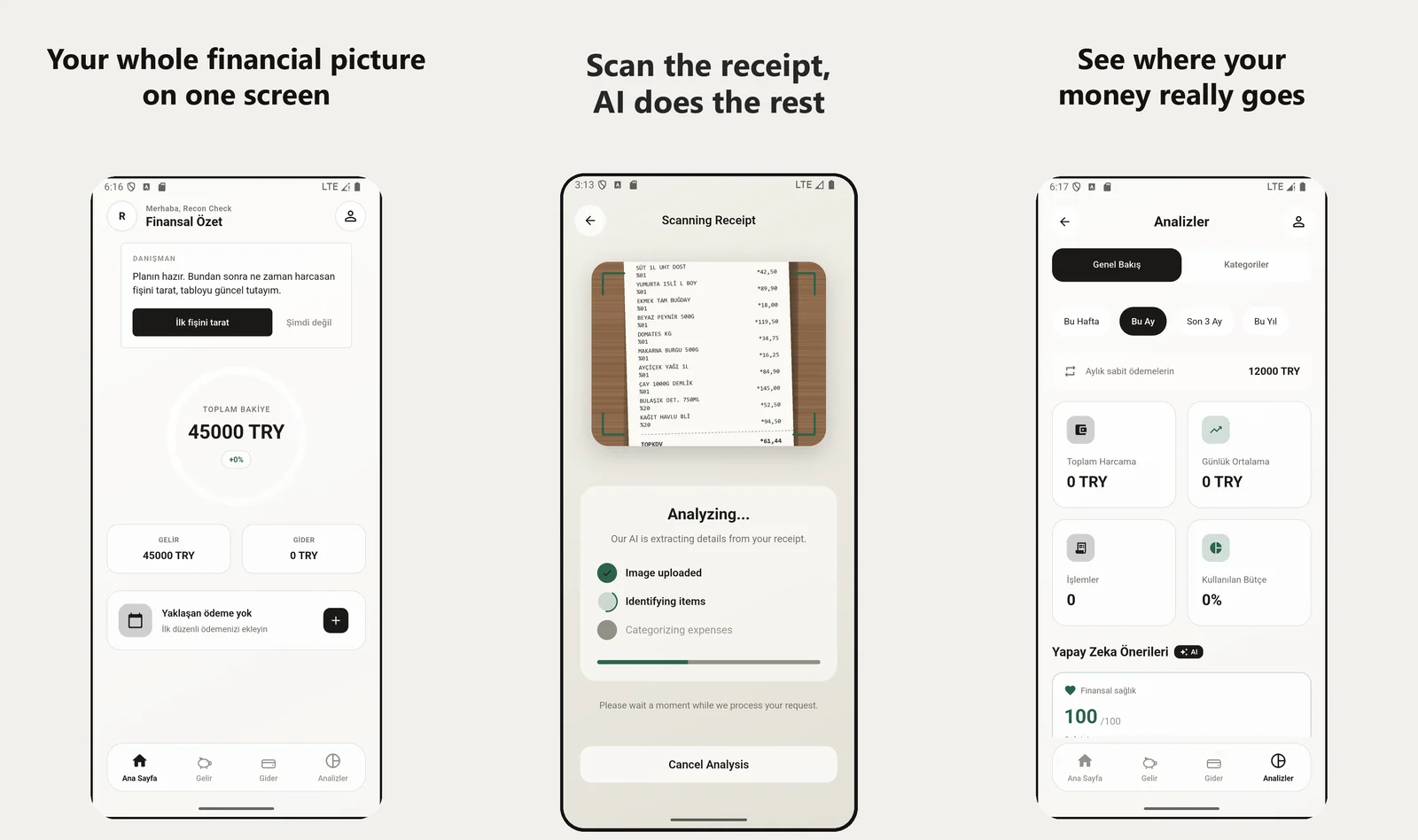 Clicost mobil uygulaması: finansal özet, analitik ve bütçeler